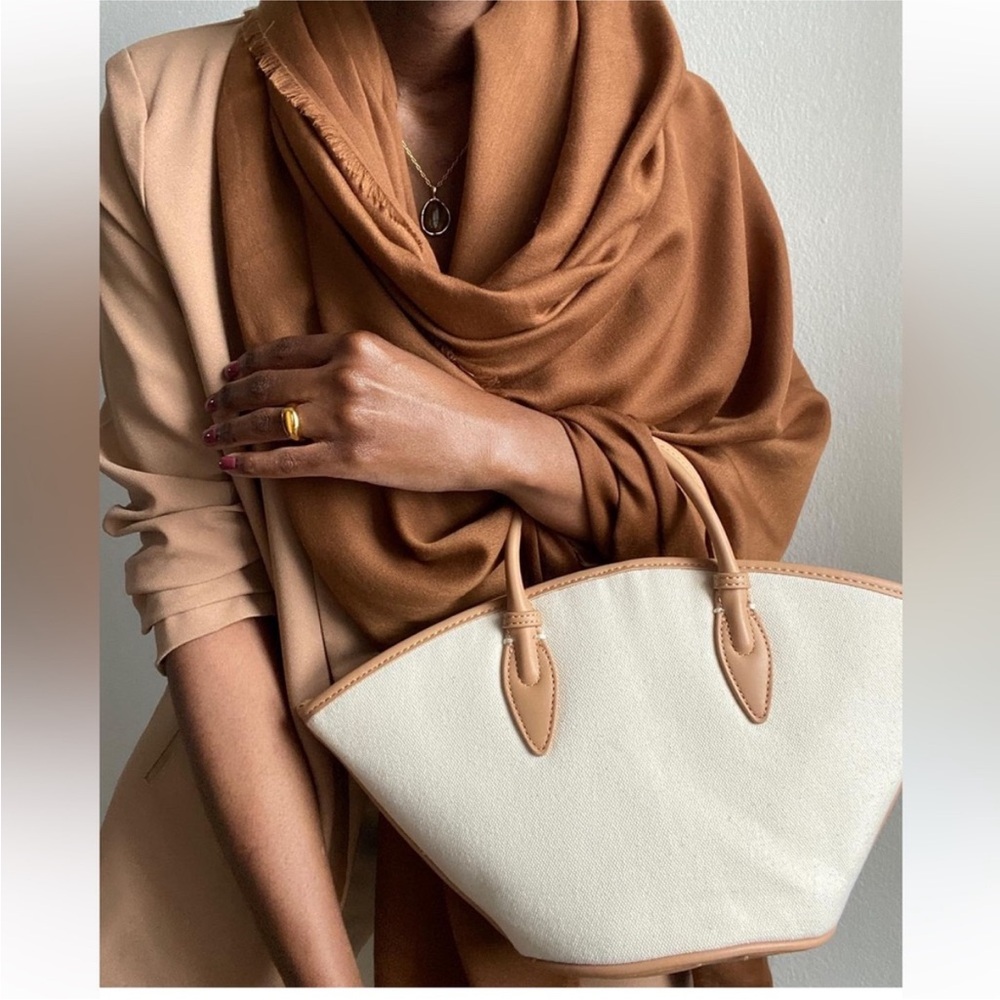 Zara Small Canvas Crossbody Tote Style Bag